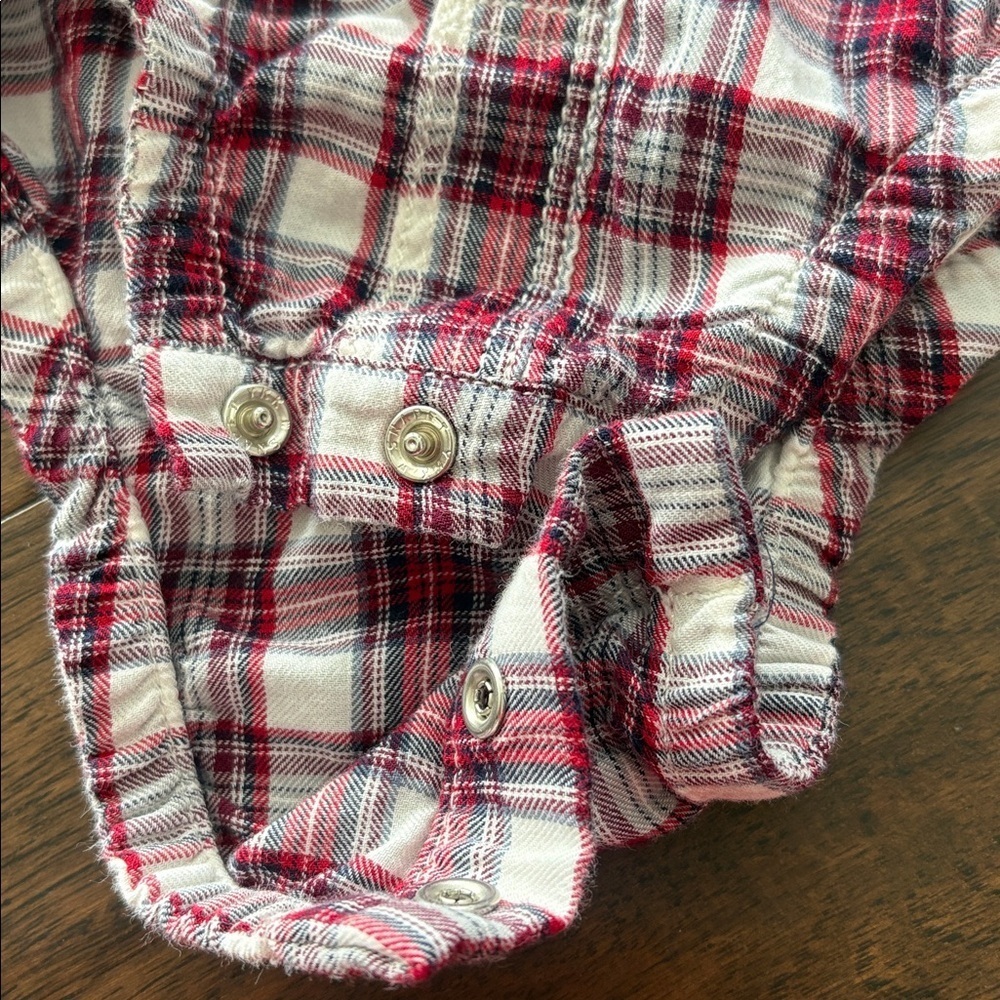 BABY GAP Infant Boy Striped Plaid One Piece Dress Shirt - Picture 4 of 4